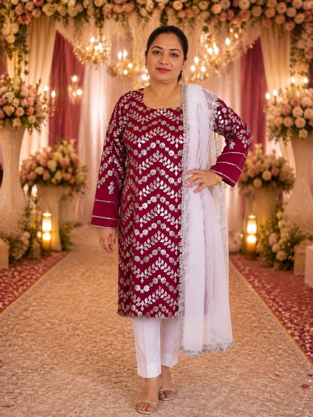 Pakistani Partywear Outfit With Jewelry